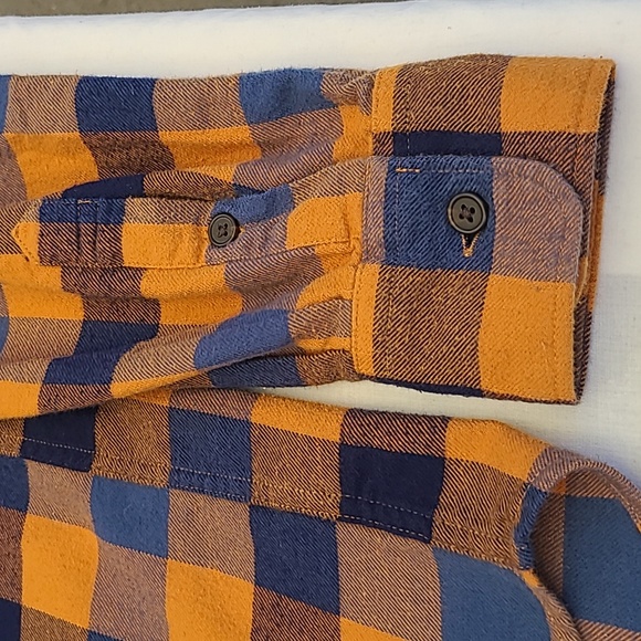 UNIQLO Orange, Royal Blue, Navy Plaid Flannel Shirt Size XL - Picture 4 of 6